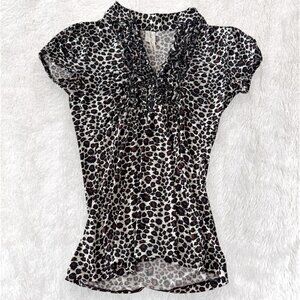 Vintage Heart & Soul Leopard Print Blouse | Size L